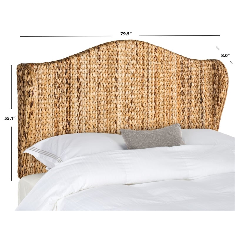 Safavieh Nadine Banana Leaf Fibers Winged King Headboard in Natural