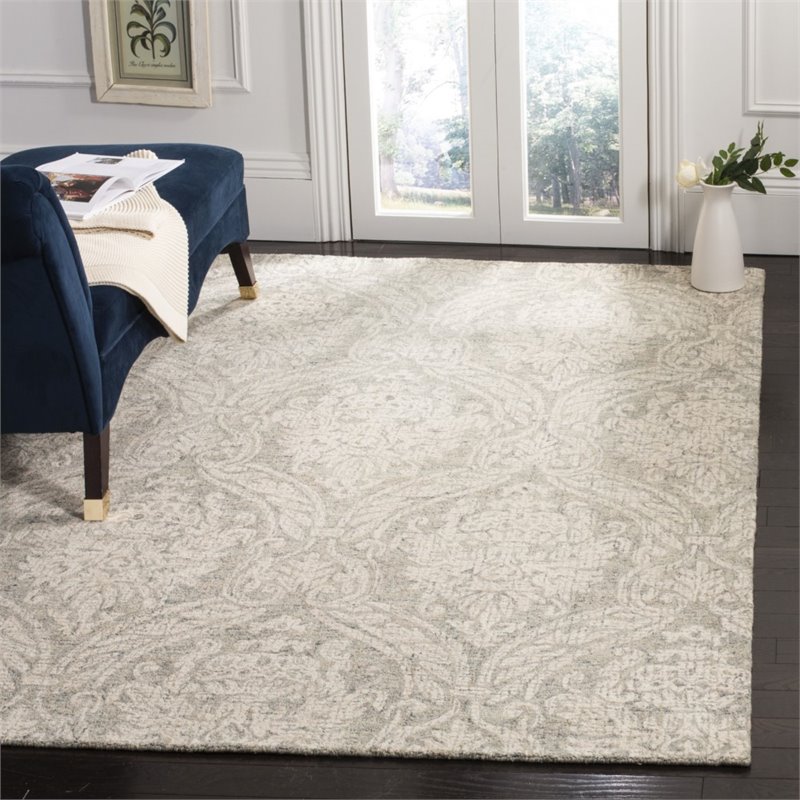 Safavieh Abstract 6' x 9' Hand Tufted Wool Rug in Gray and Ivory