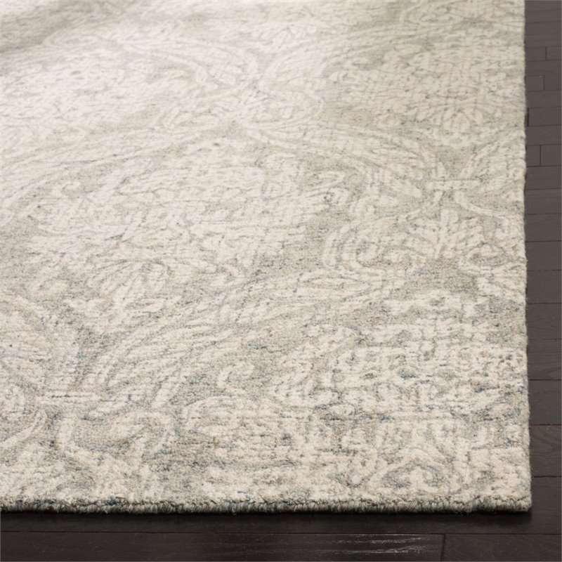 Safavieh Abstract 6' x 9' Hand Tufted Wool Rug in Gray and Ivory