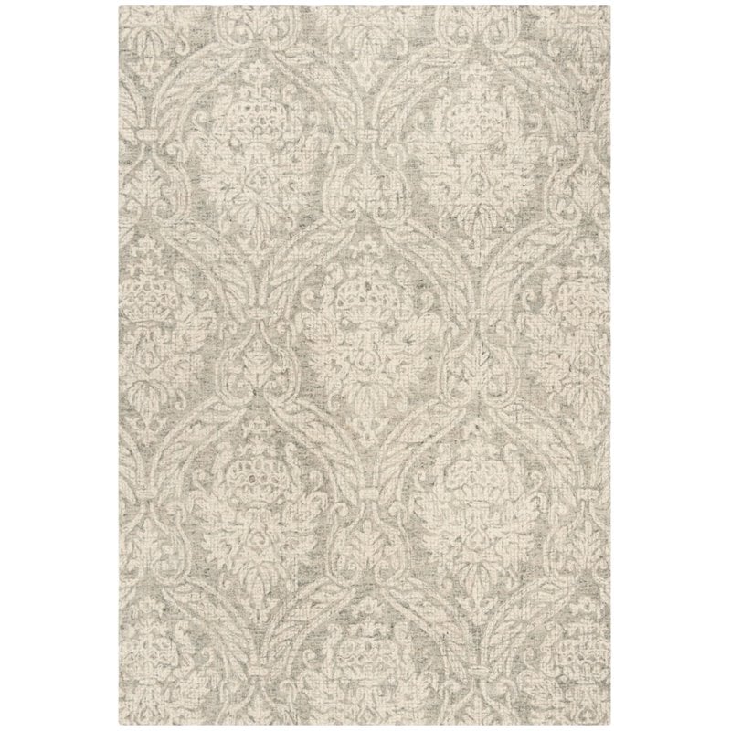 Safavieh Abstract 6' x 9' Hand Tufted Wool Rug in Gray and Ivory
