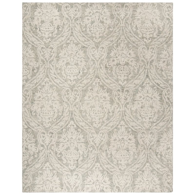 Safavieh Abstract 8' x 10' Hand Tufted Wool Rug in Gray and Ivory