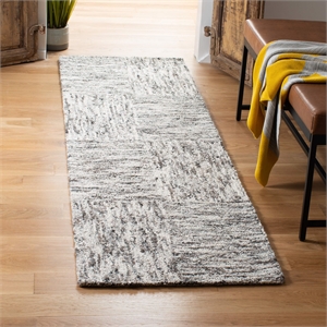 Safavieh Abstract 5' x 8' Hand Tufted Wool Rug in Ivory and Charcoal