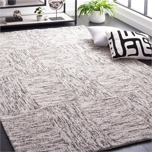 Safavieh Abstract 6' x 9' Hand Tufted Wool Rug in Ivory and Charcoal