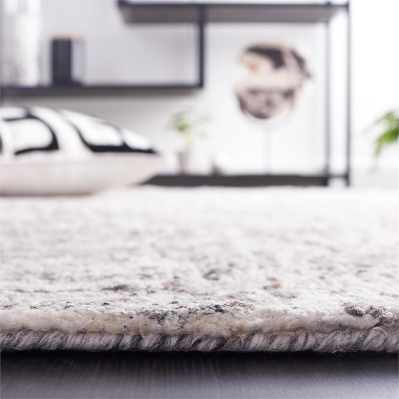 Safavieh Abstract 6' x 9' Hand Tufted Wool Rug in Ivory and Charcoal
