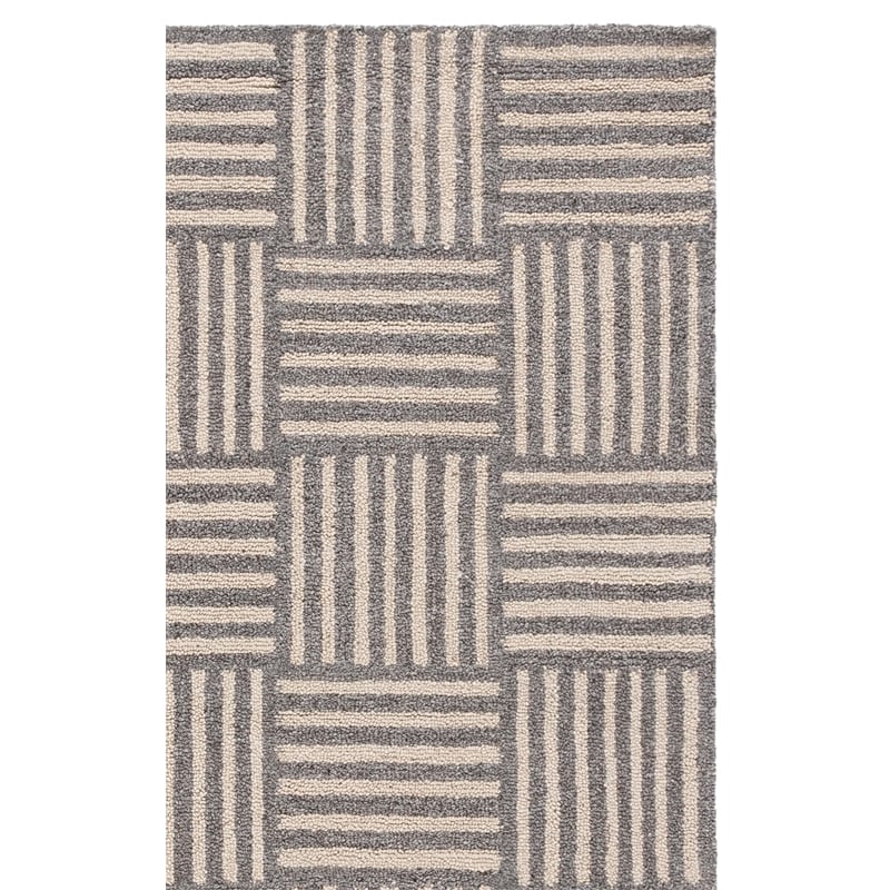 Safavieh Abstract 6' x 9' Hand Tufted Wool Rug in Ivory and Dark Gray
