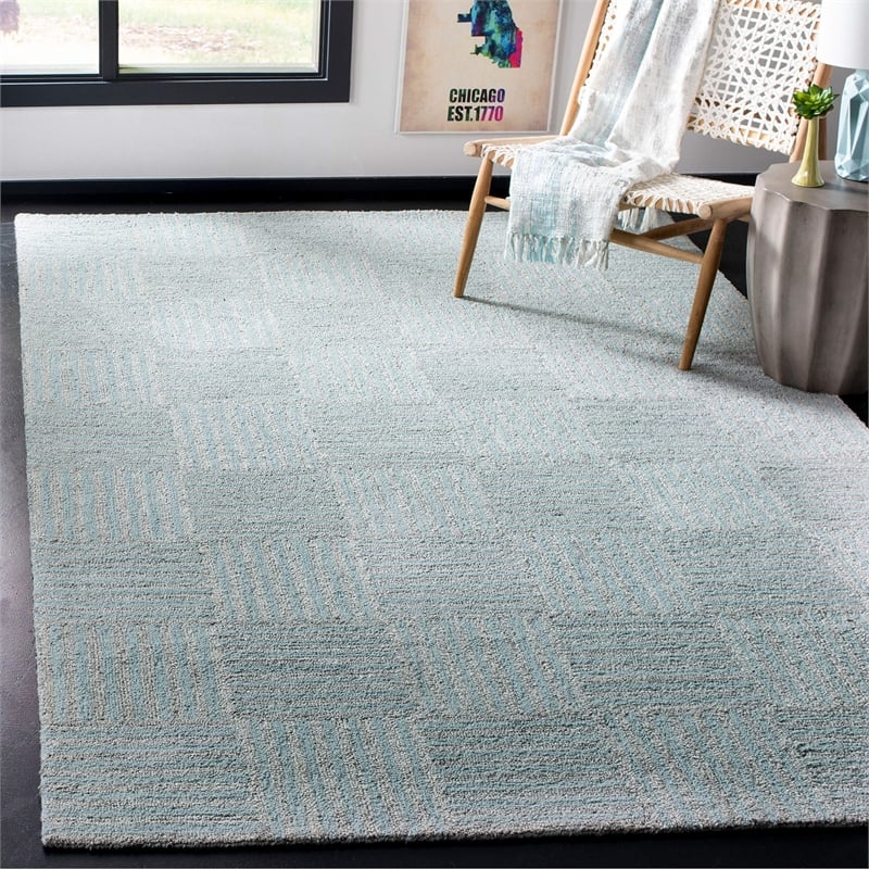 Safavieh Abstract 8' x 10' Hand Tufted Wool Rug in Ivory and Dark Gray