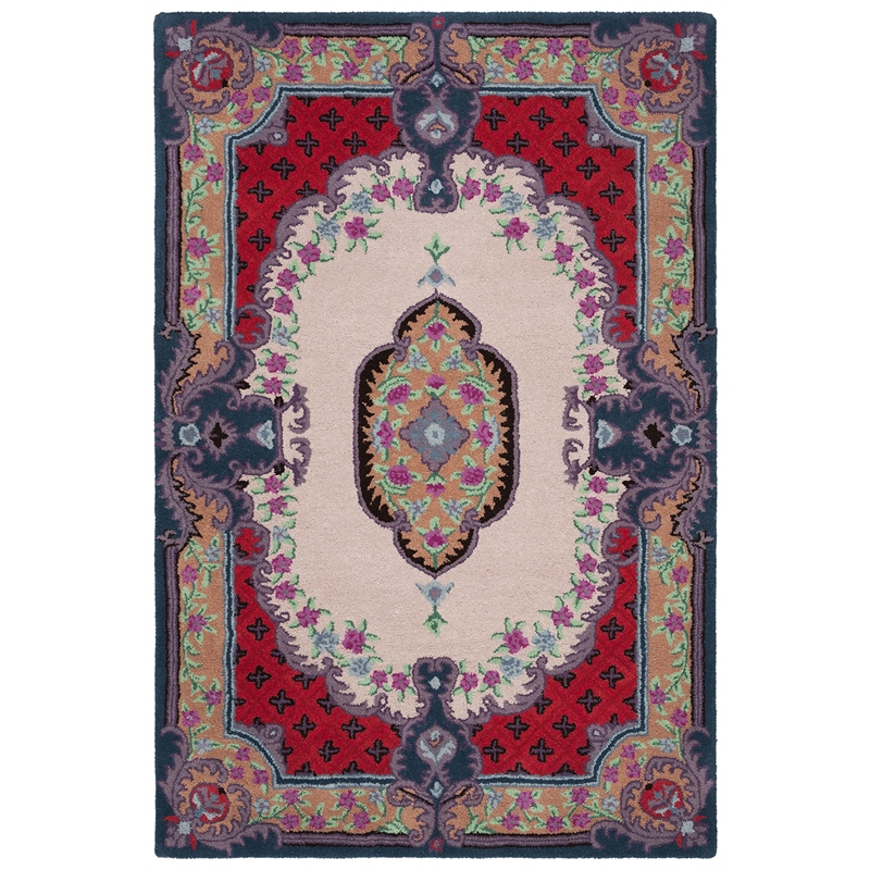 Safavieh Bellagio 5' x 8' Hand Tufted Wool Rug in Ivory and Pink