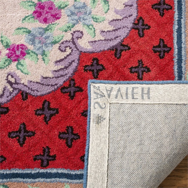 Safavieh Bellagio 5' Square Hand Tufted Wool Rug in Ivory and Pink