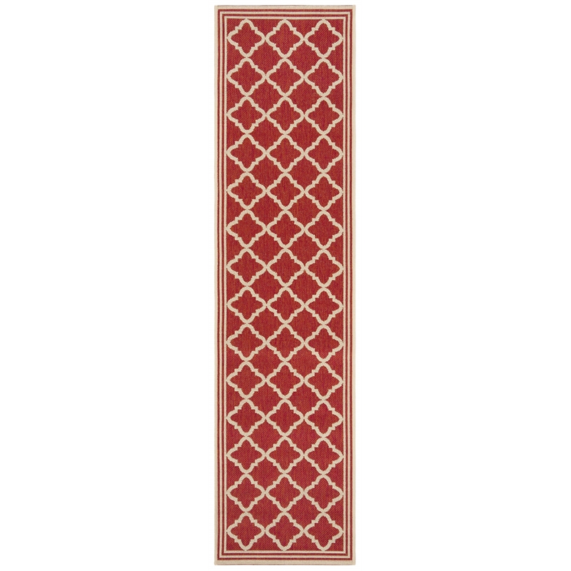 Safavieh Linden 100 2' x 8' Runner Rug in Red and Creme