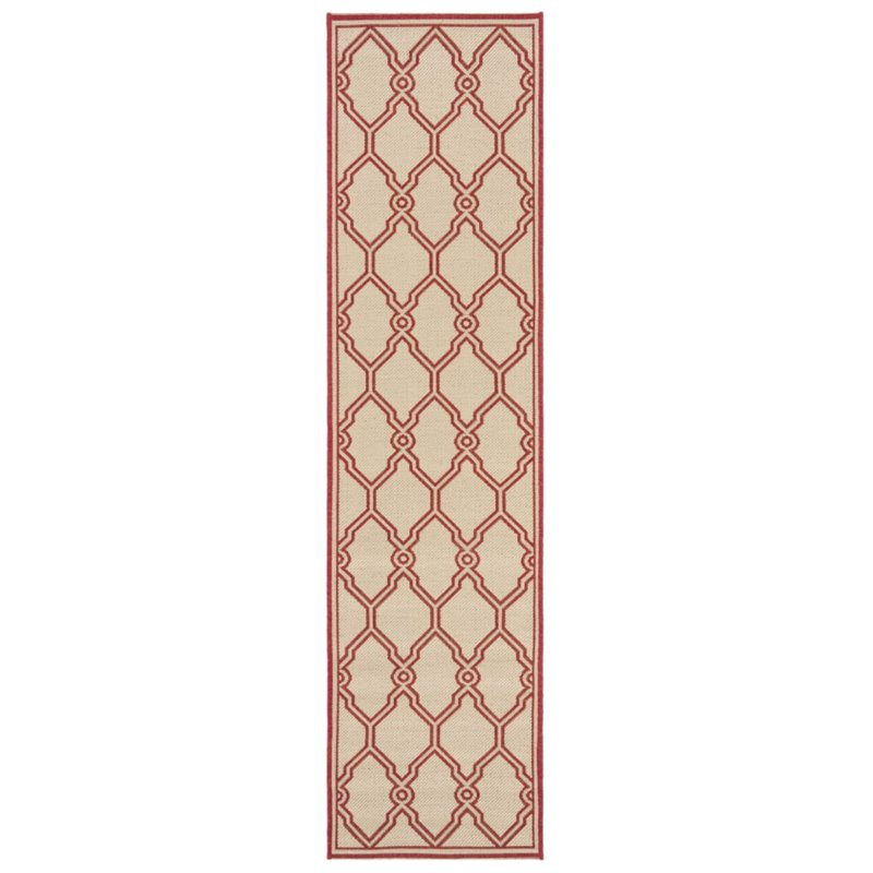 Safavieh Linden 100 2' x 8' Runner Rug in Red and Creme