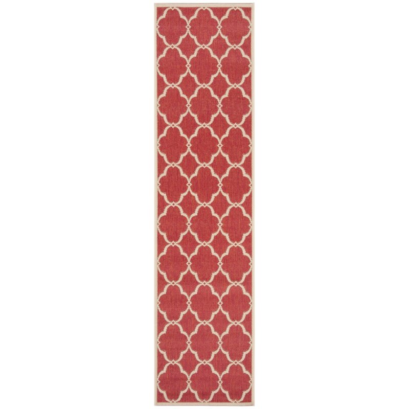 Safavieh Linden 100 2' x 8' Runner Rug in Red and Creme
