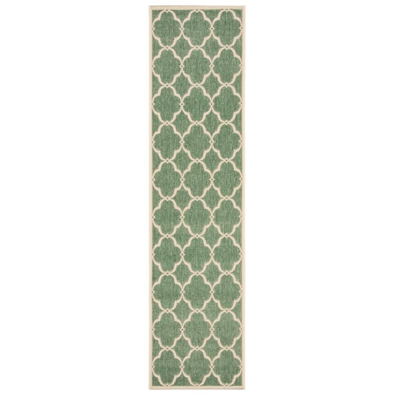 Safavieh Linden 100 2' x 8' Runner Rug in Green and Creme