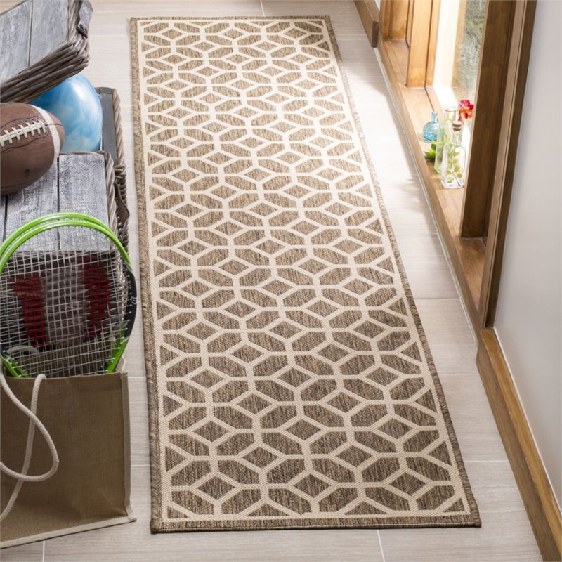 Safavieh Linden 100 2' x 8' Runner Rug in Beige and Cream