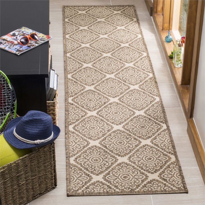 Safavieh Linden 100 2' x 8' Runner Rug in Cream and Beige