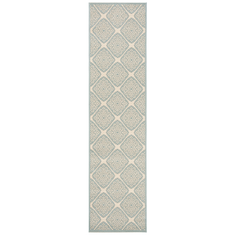 Safavieh Linden 100 2' x 8' Runner Rug in Cream and Aqua