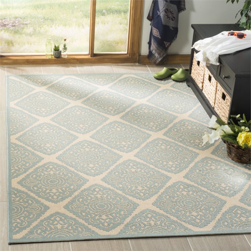 Safavieh Linden 100 9' x 12' Rug in Cream and Aqua