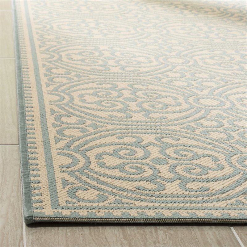 Safavieh Linden 100 2' x 8' Runner Rug in Aqua and Cream