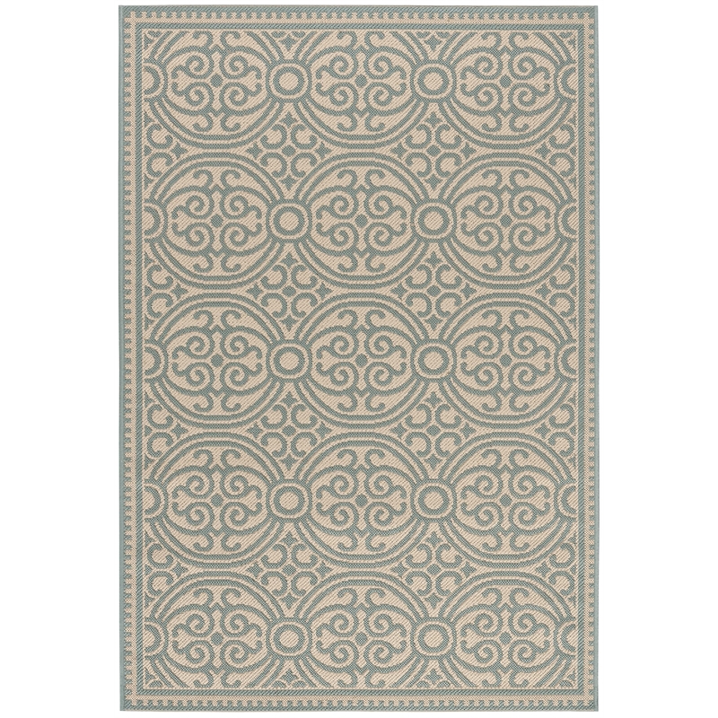 Safavieh Linden 100 4' x 6' Rug in Aqua and Cream