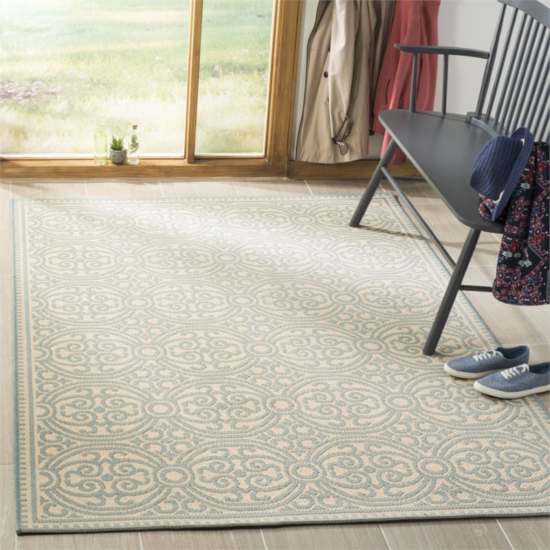 Safavieh Linden 100 8' x 10' Rug in Aqua and Cream