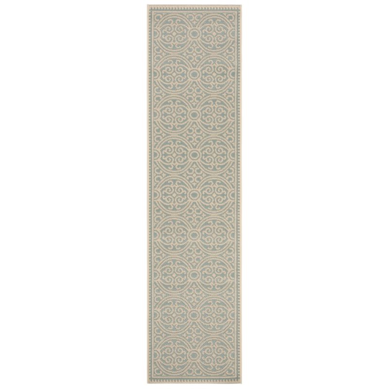Safavieh Linden 100 2' x 8' Runner Rug in Cream and Aqua