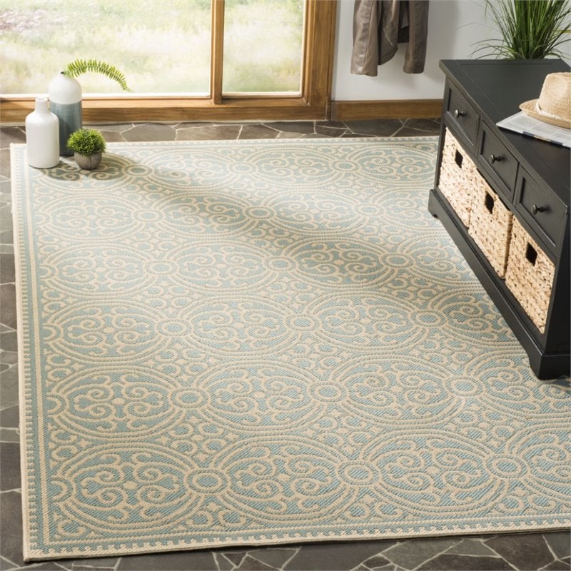 Safavieh Linden 100 8' x 10' Rug in Cream and Aqua