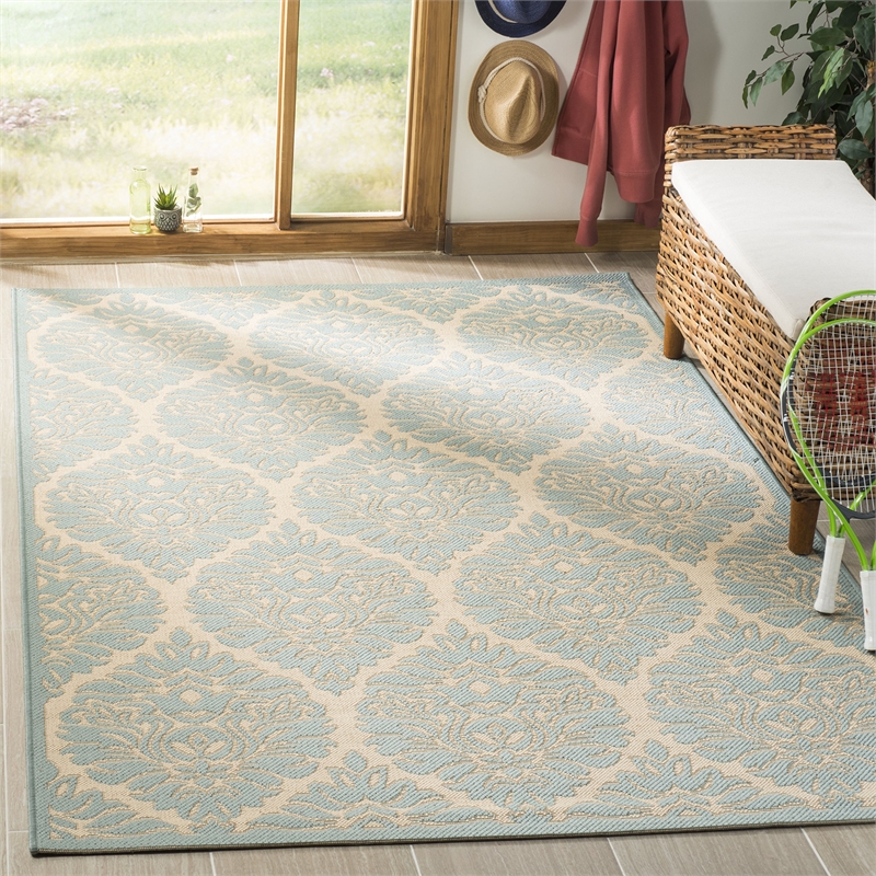 Safavieh Linden 100 8' x 10' Rug in Aqua and Cream