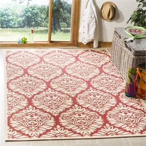 Safavieh Linden 100 6'7&quot Square Rug in Red and Creme