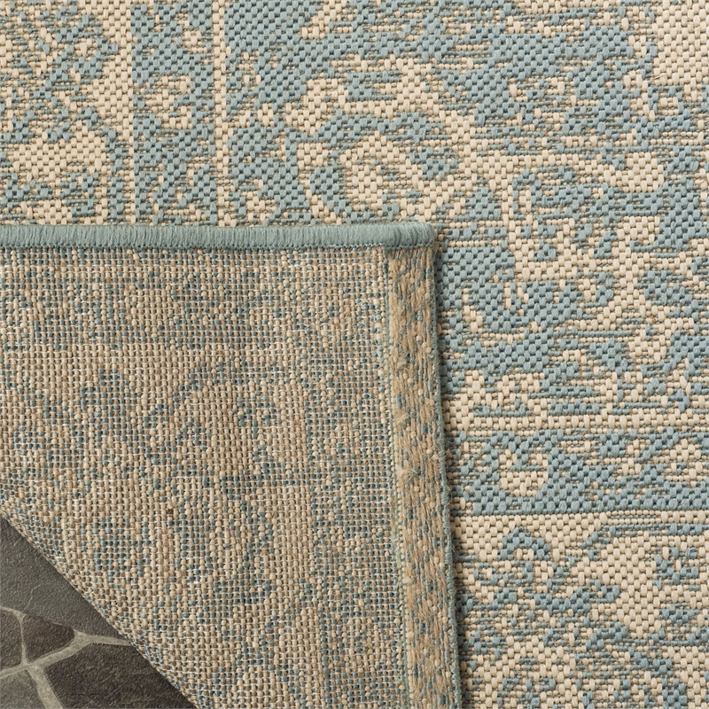 Safavieh Linden 100 2' x 8' Runner Rug in Cream and Aqua