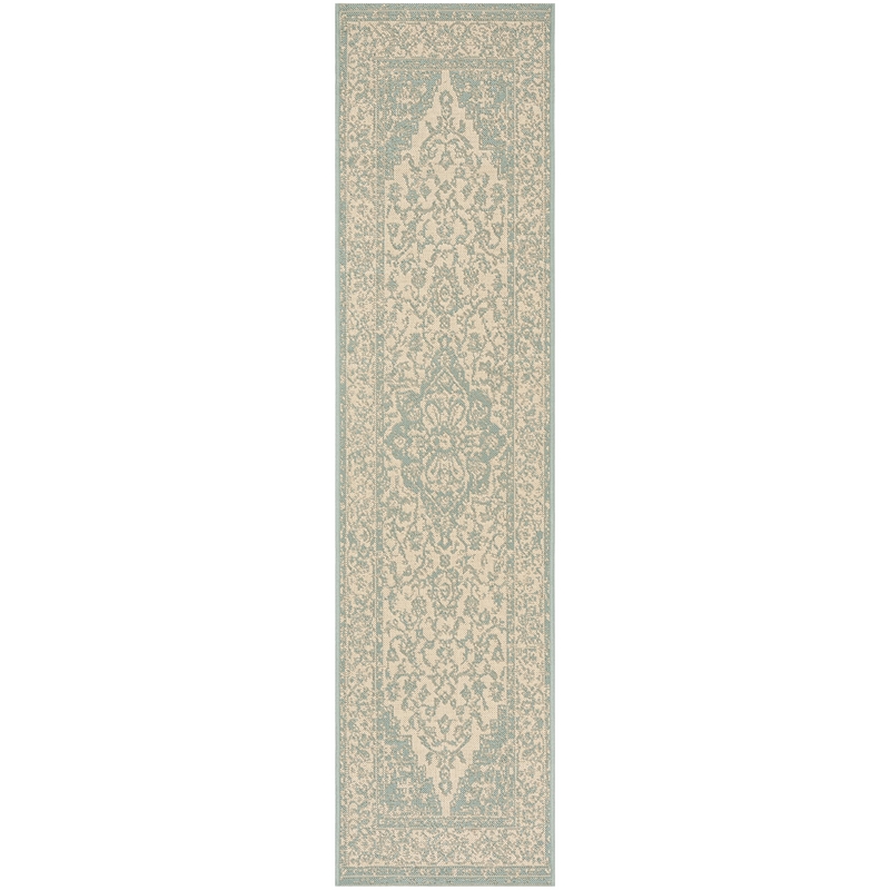 Safavieh Linden 100 2' x 8' Runner Rug in Cream and Aqua