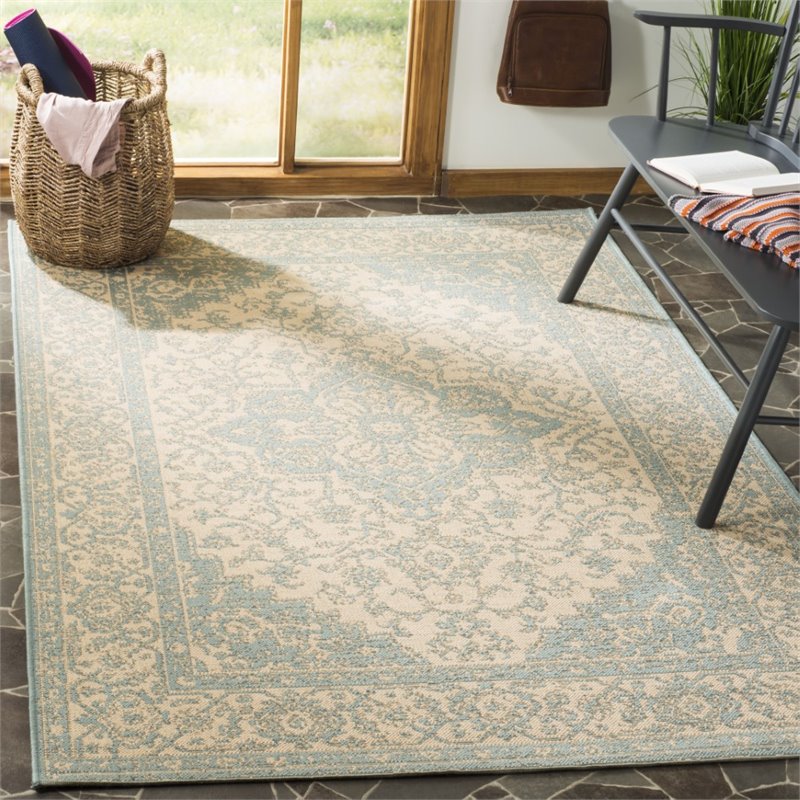 Safavieh Linden 100 8' x 10' Rug in Cream and Aqua