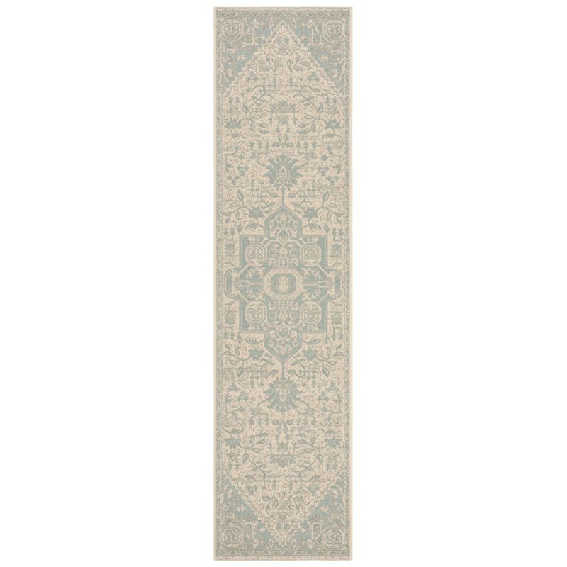Safavieh Linden 100 2' x 8' Runner Rug in Aqua and Cream