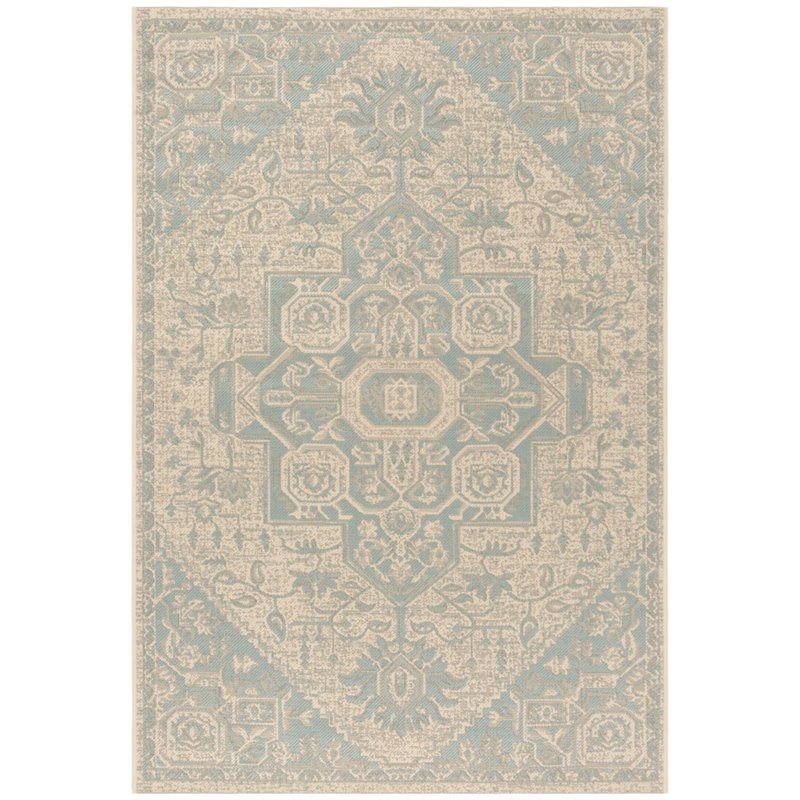 Safavieh Linden 100 4' x 6' Rug in Aqua and Cream