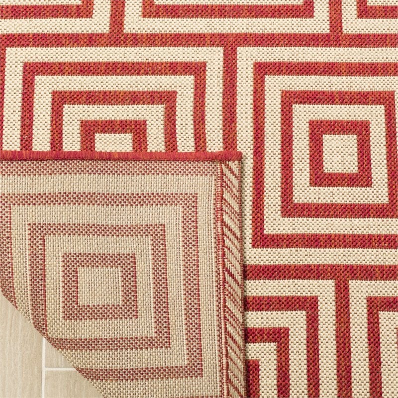 Safavieh Linden 100 2' x 8' Runner Rug in Red and Creme