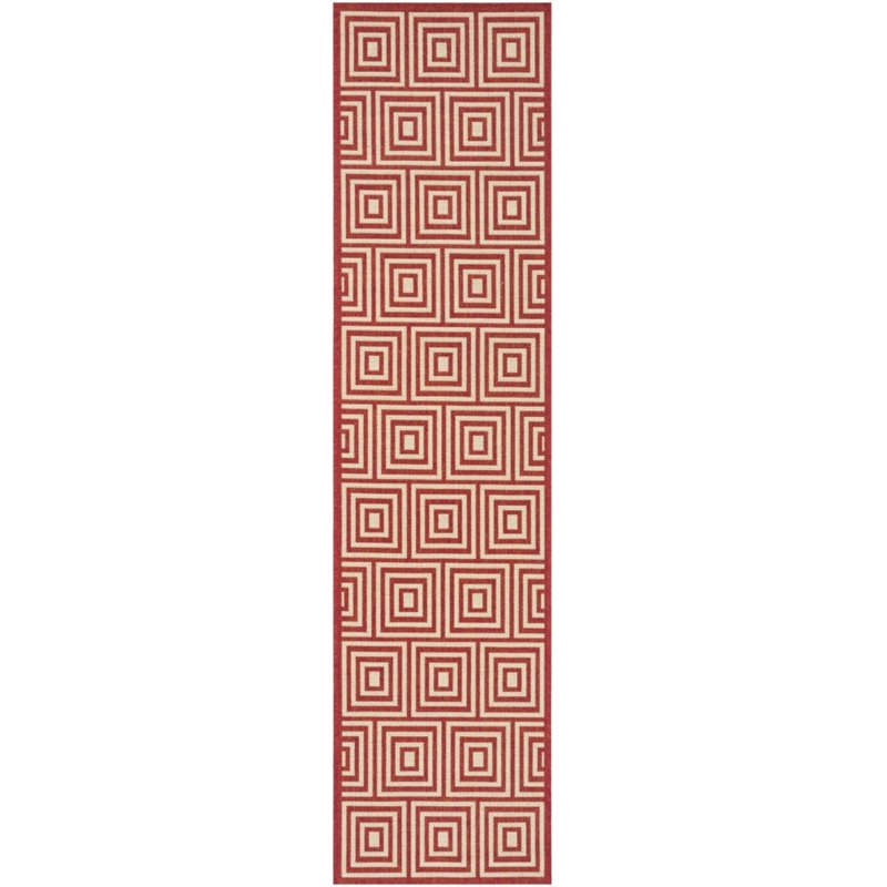 Safavieh Linden 100 2' x 8' Runner Rug in Red and Creme