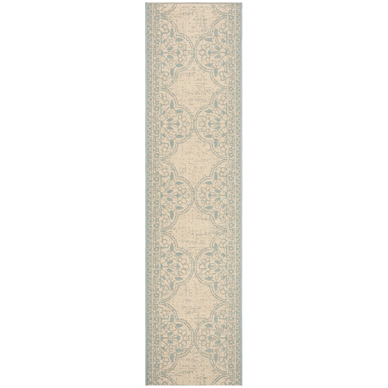 Safavieh Linden 100 2' x 8' Runner Rug in Aqua and Cream