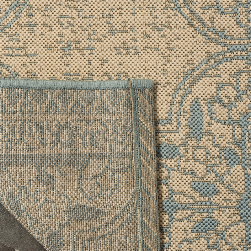 Safavieh Linden 100 2' x 8' Runner Rug in Aqua and Cream