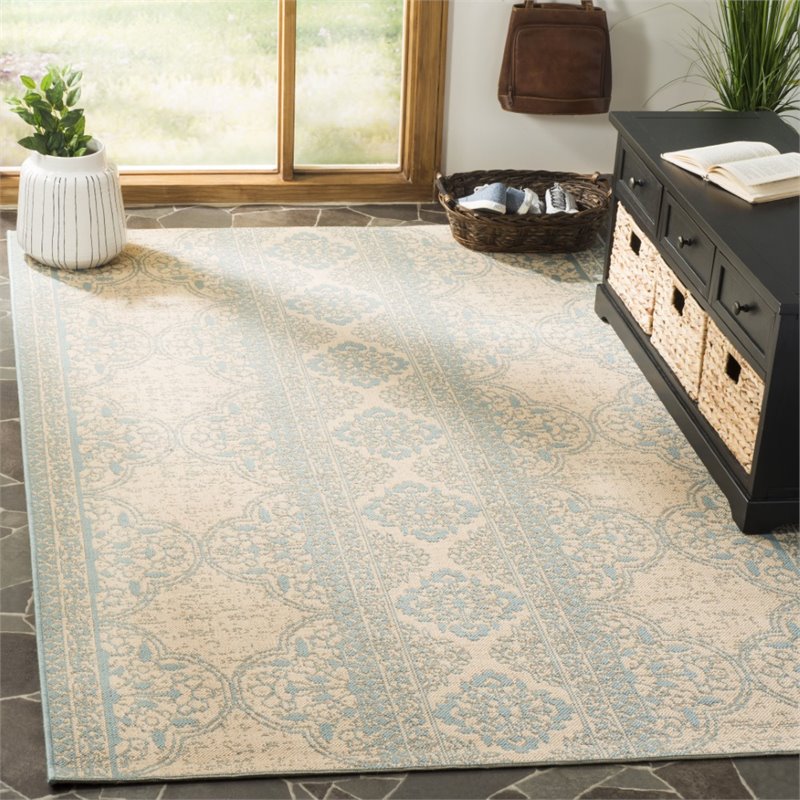 Safavieh Linden 100 8' x 10' Rug in Aqua and Cream