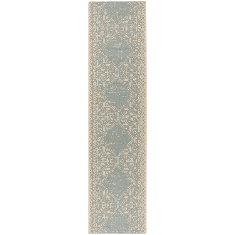Safavieh Linden 100 2' x 8' Runner Rug in Cream and Aqua