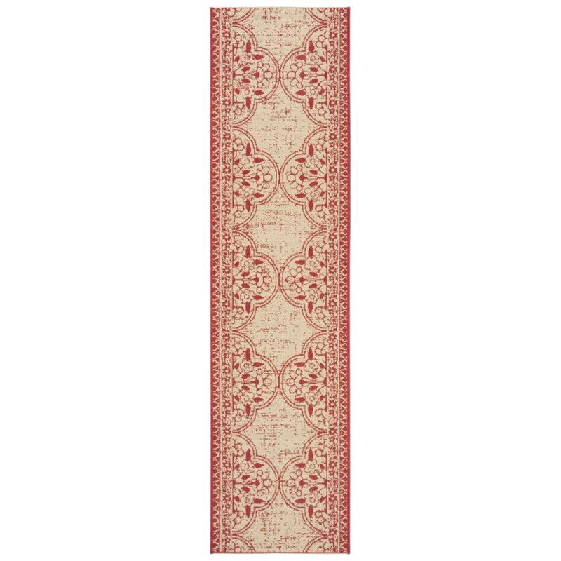 Safavieh Linden 100 2' x 8' Runner Rug in Red and Creme