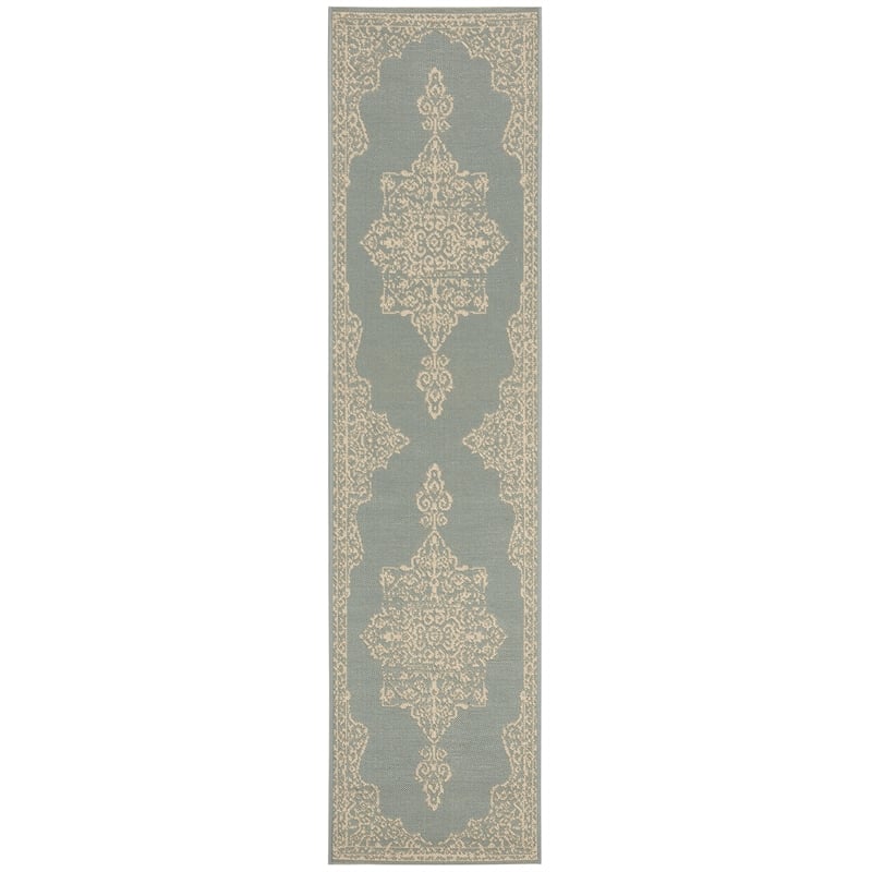 Safavieh Linden 100 2' x 8' Runner Rug in Cream and Aqua
