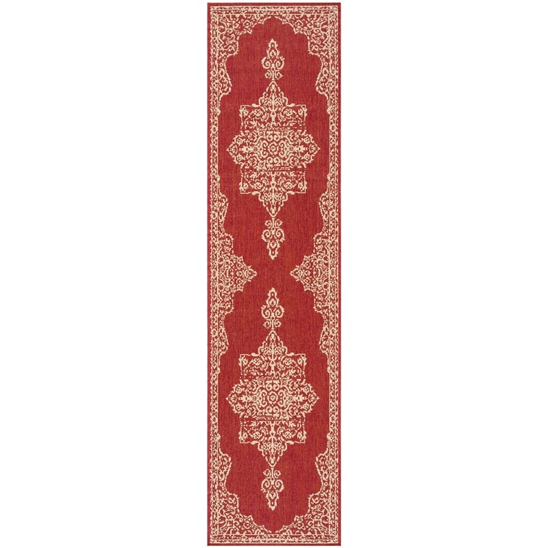 Safavieh Linden 100 2' x 8' Runner Rug in Red and Creme