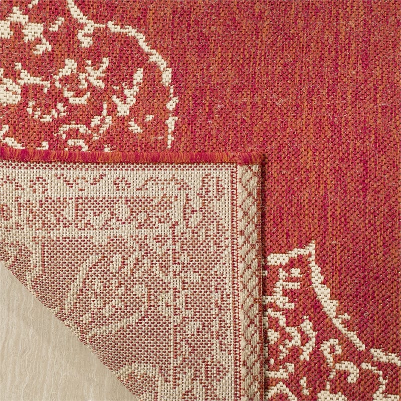 Safavieh Linden 100 2' x 8' Runner Rug in Red and Creme