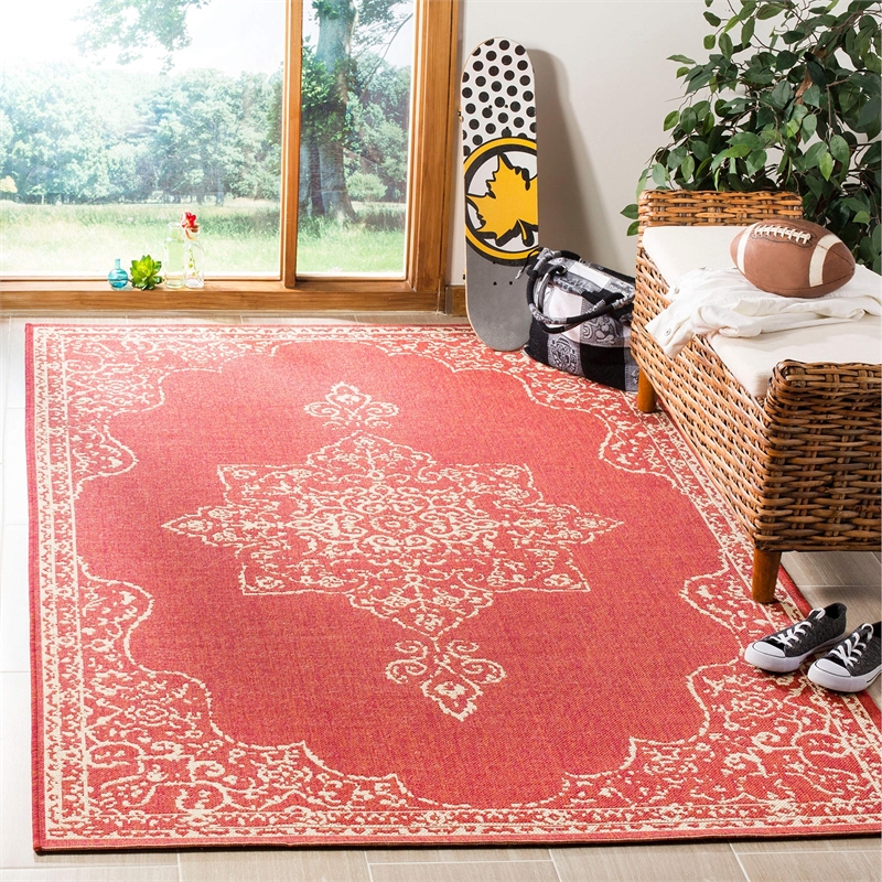 Safavieh Linden 100 9' x 12' Rug in Red and Creme