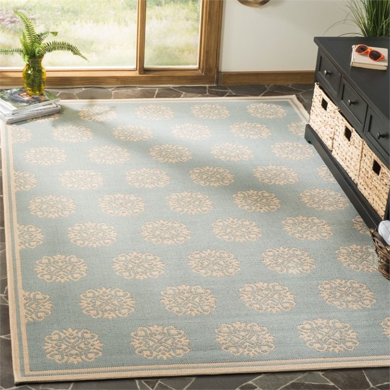 Safavieh Linden 100 4' x 6' Rug in Aqua and Cream