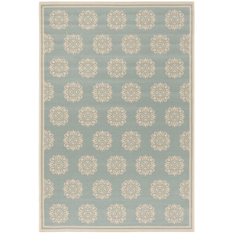 Safavieh Linden 100 4' x 6' Rug in Aqua and Cream