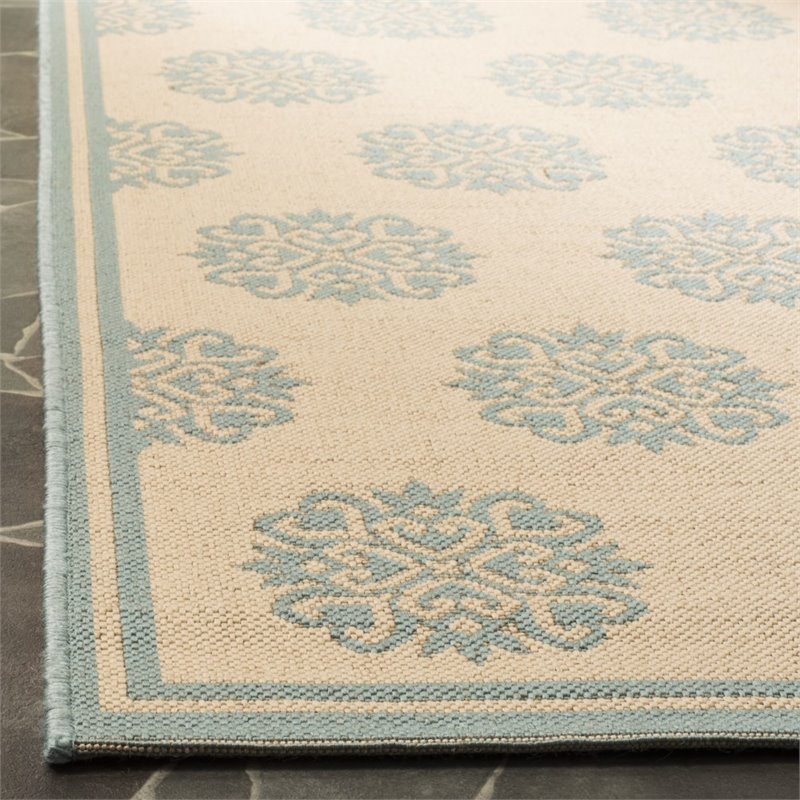 Safavieh Linden 100 2' x 8' Runner Rug in Cream and Aqua