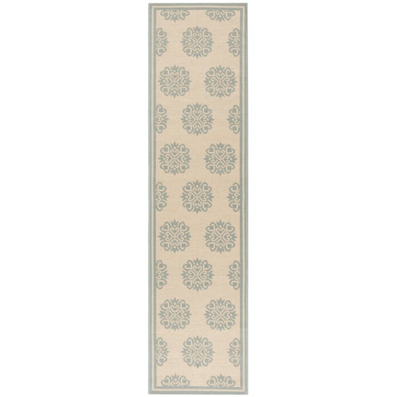 Safavieh Linden 100 2' x 8' Runner Rug in Cream and Aqua