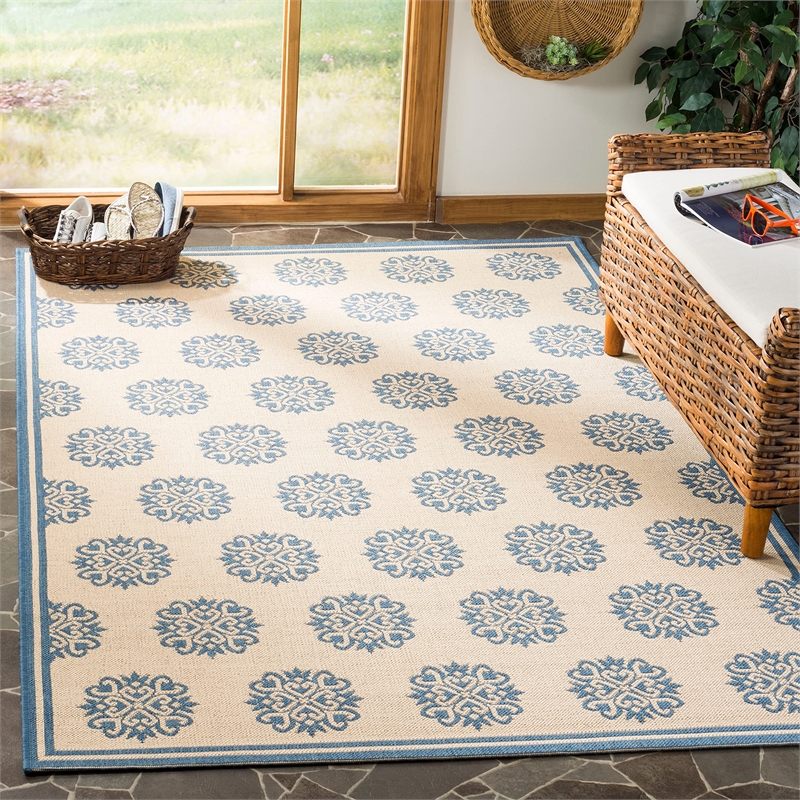 Safavieh Linden 100 9' x 12' Rug in Cream and Aqua