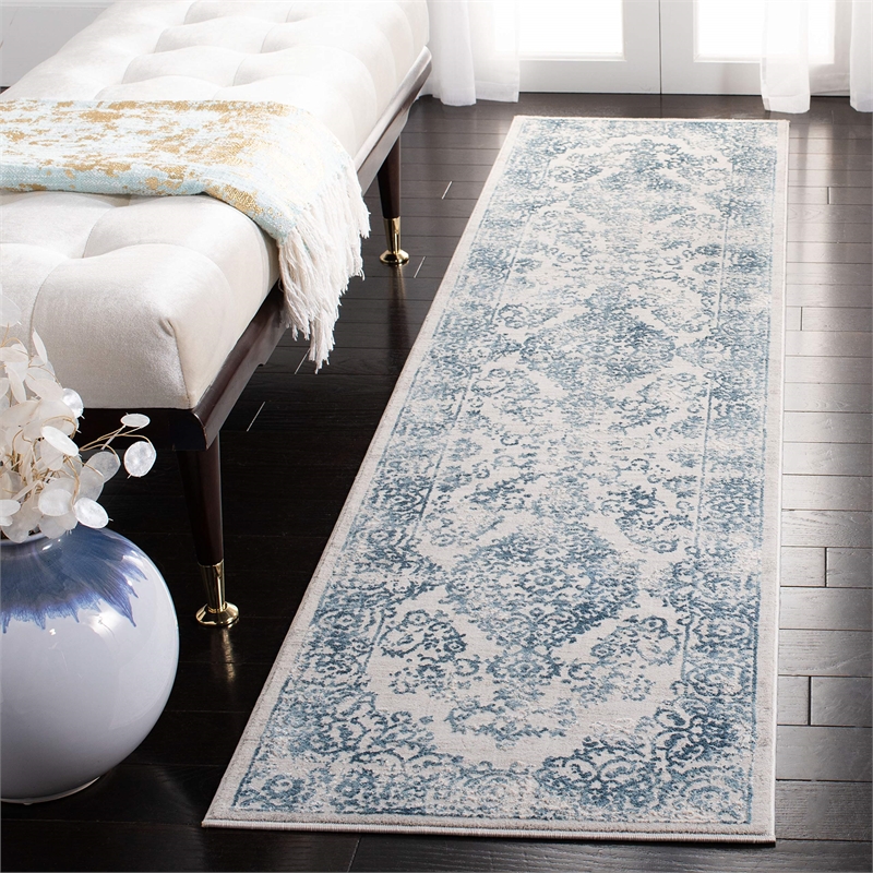 Safavieh Princeton 2' x 8' Runner Rug in Blue and Beige