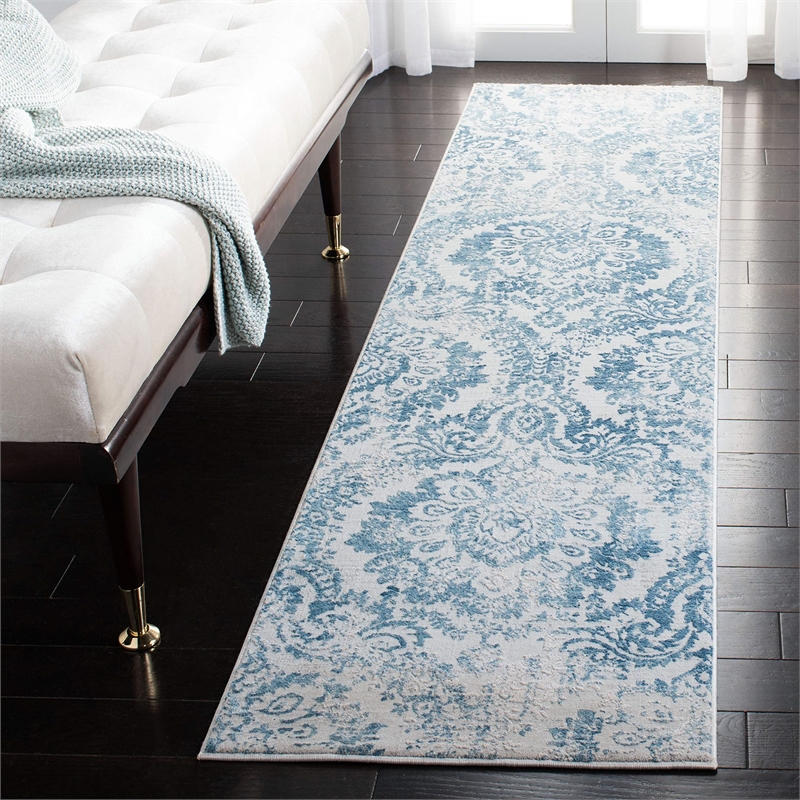 Safavieh Princeton 2' x 8' Runner Rug in Blue and Beige